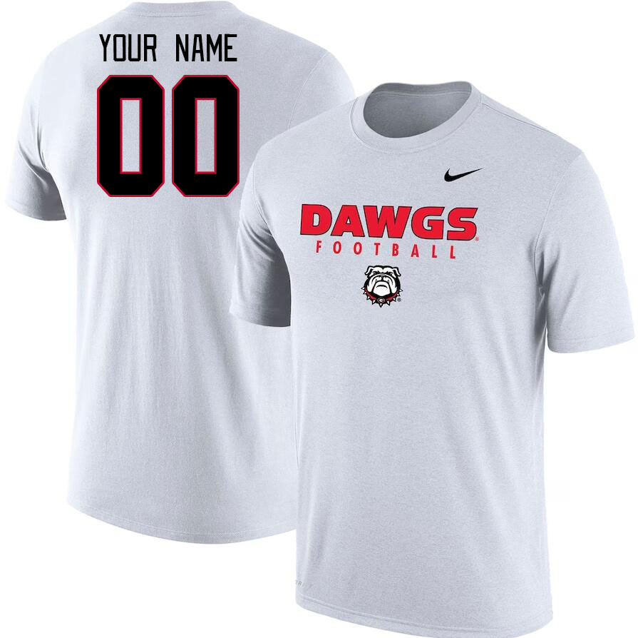 Custom Georgia Bulldogs Name And Number College Tshirt-White